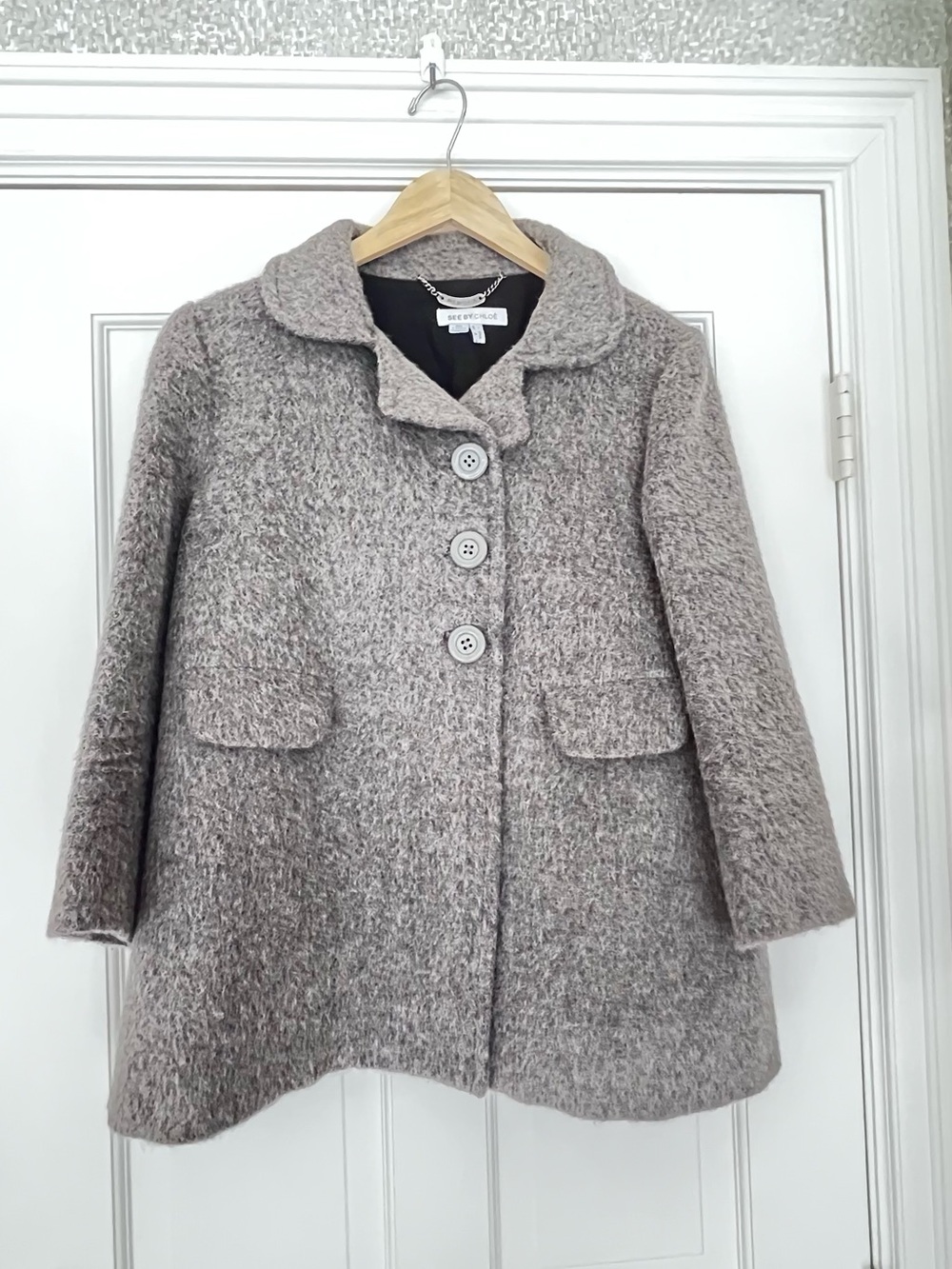 See by Chloe gray alpaca mohair wool peacoat *
